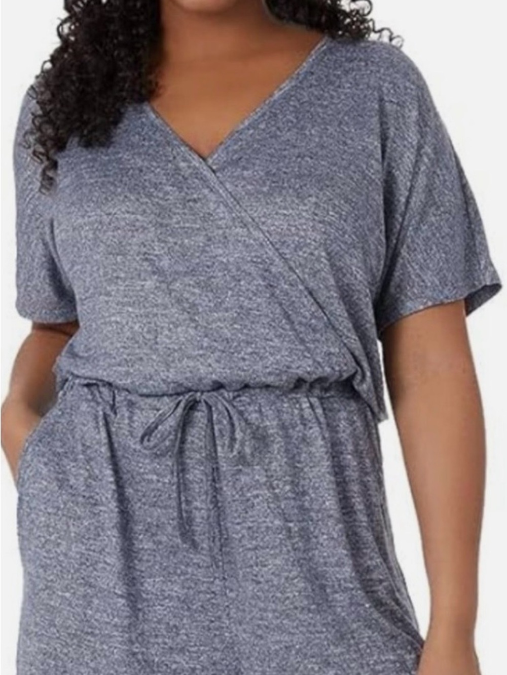 32 Degrees Cool Women’s Gray Wrap Lounge Romper with Drawstring Waist Sz Large